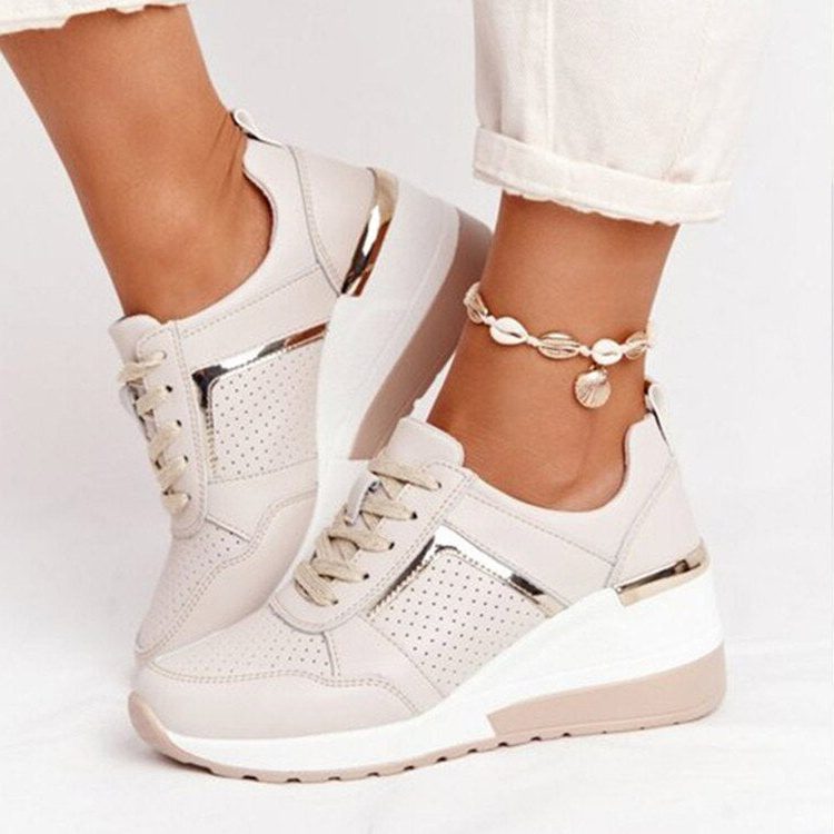 Damen Laufschuhe mit Netzgewebe und Blockabsatz