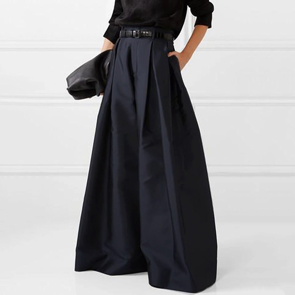 Damen Palazzohose mit Hoher Taille - Marineblau