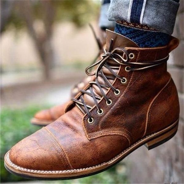 Herren Schnürboots aus Leder mit Seitennähten - View 2