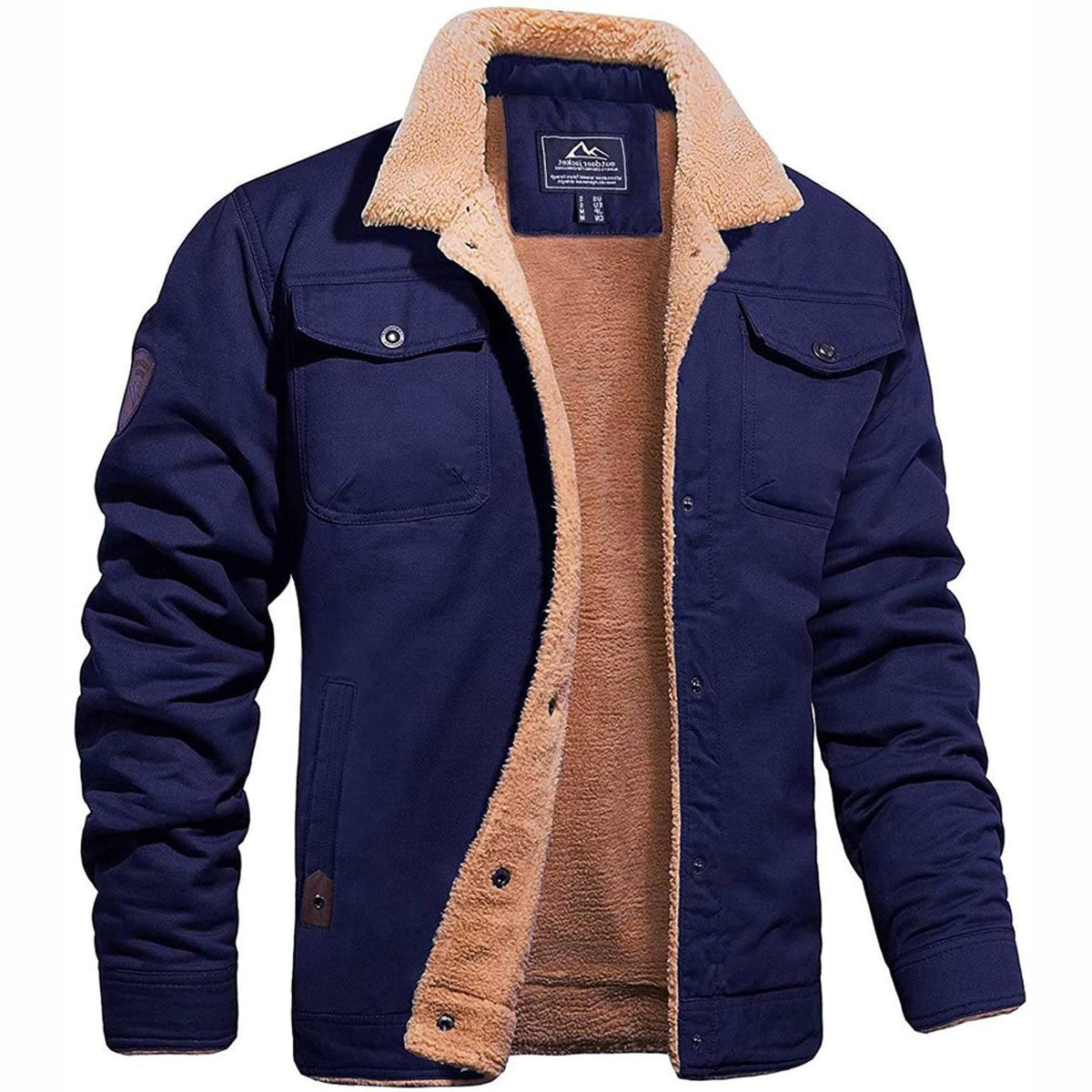 Herren Bomberjacke mit Kunstfellkragen - Marineblau