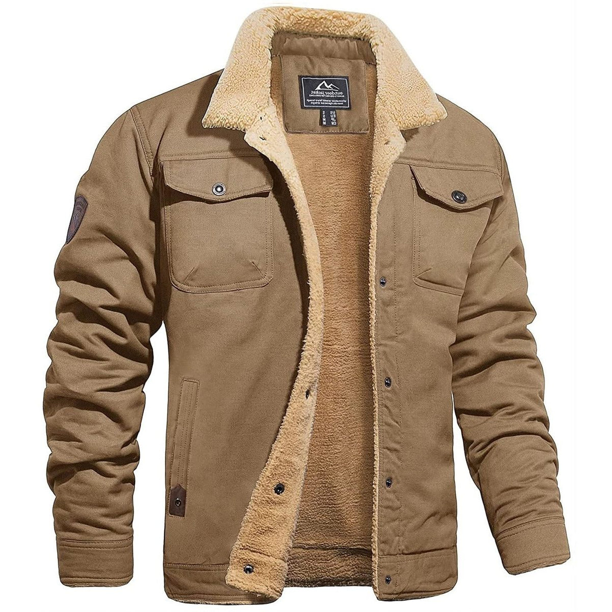 Herren Bomberjacke mit Kunstfellkragen - Khaki