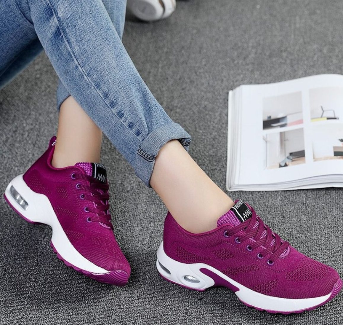 Damen Laufschuhe mit Schnürung und Netzgewebe - Lila
