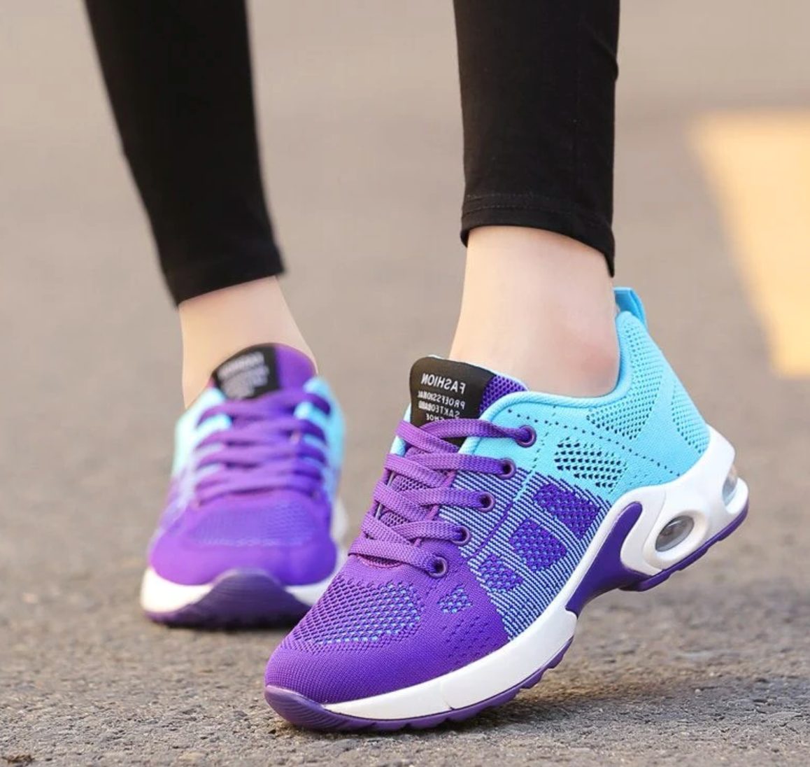 Damen Laufschuhe mit Schnürung und Netzgewebe - Türkis-Lila