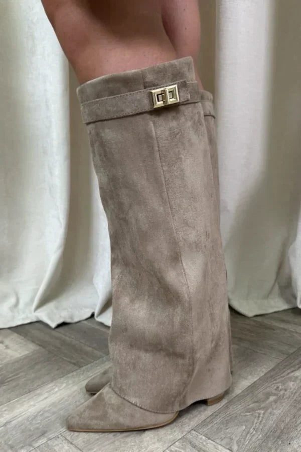 Damen Kniehohe Stiefel mit Schnalle
