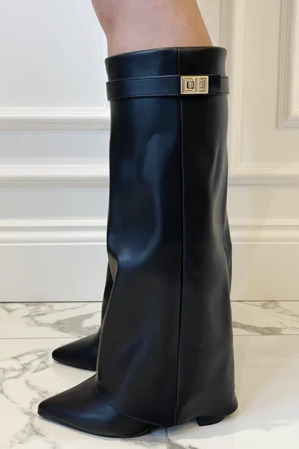 Damen Kniehohe Stiefel mit Schnalle - View 6