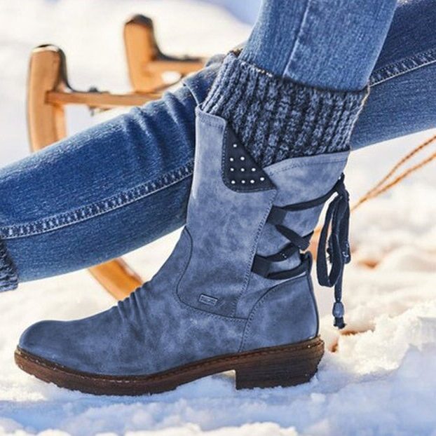 Damen Knöchelhoch Stiefeletten mit Reissverschluss - Blau