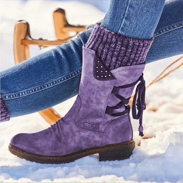 Damen Knöchelhoch Stiefeletten mit Reissverschluss - Lila