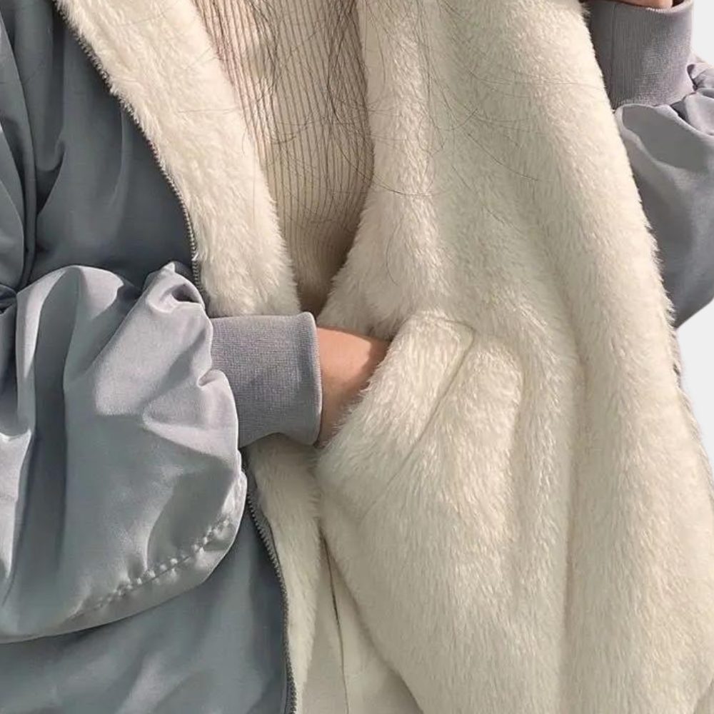 Damen Oversize Winterjacke mit Fleecefutter und Kapuze - View 6