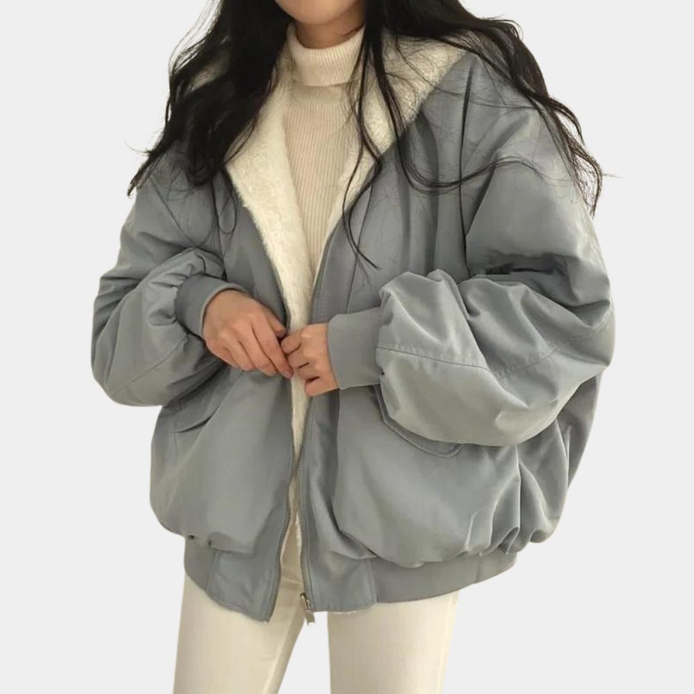 Damen Oversize Winterjacke mit Fleecefutter und Kapuze - View 7
