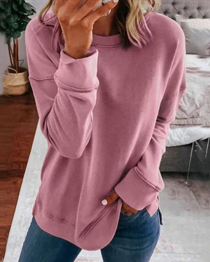 Damen Oversized Sweatshirt mit Langen Ärmeln - Rosa