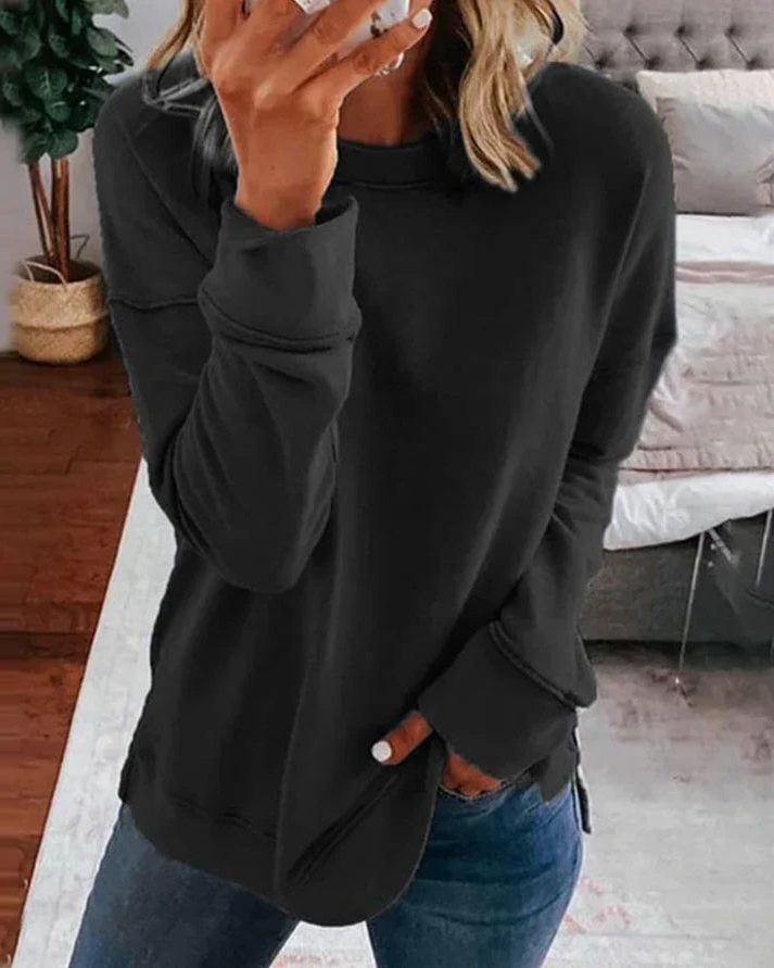 Damen Oversized Sweatshirt mit Langen Ärmeln - Schwarz
