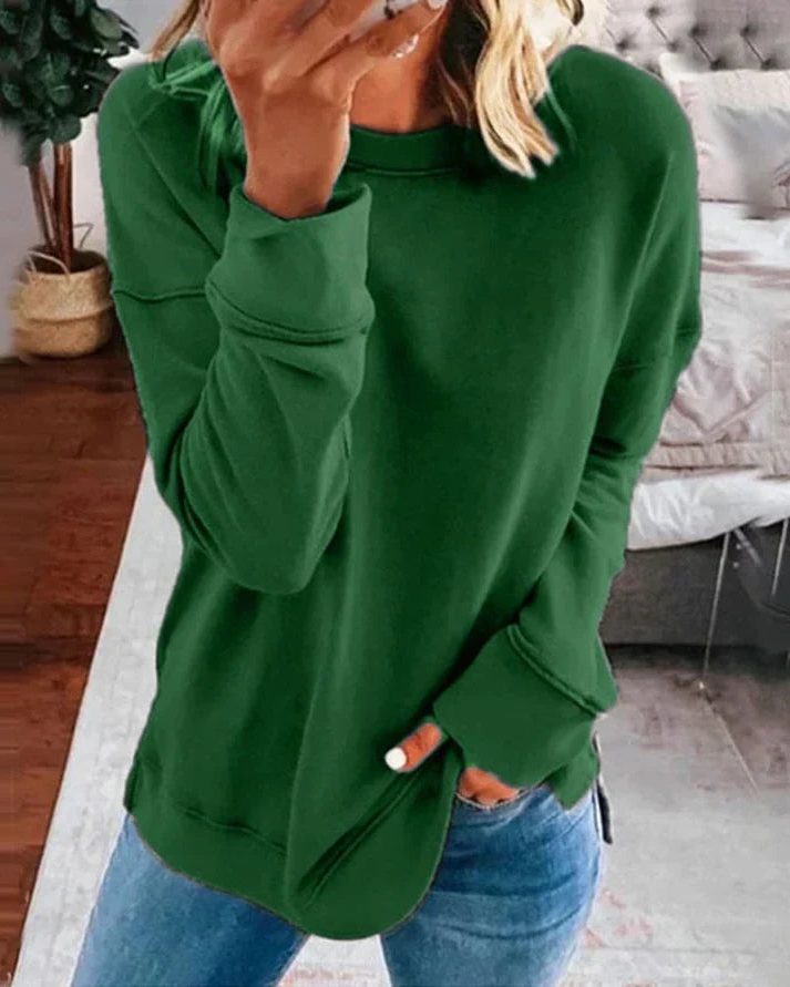 Damen Oversized Sweatshirt mit Langen Ärmeln - Grün