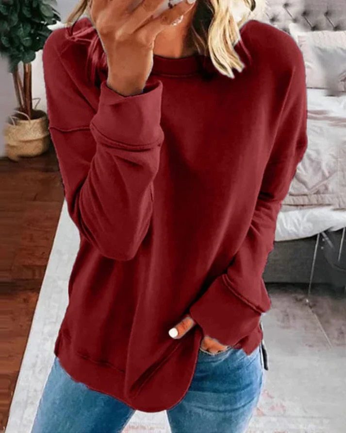 Damen Oversized Sweatshirt mit Langen Ärmeln - Rot