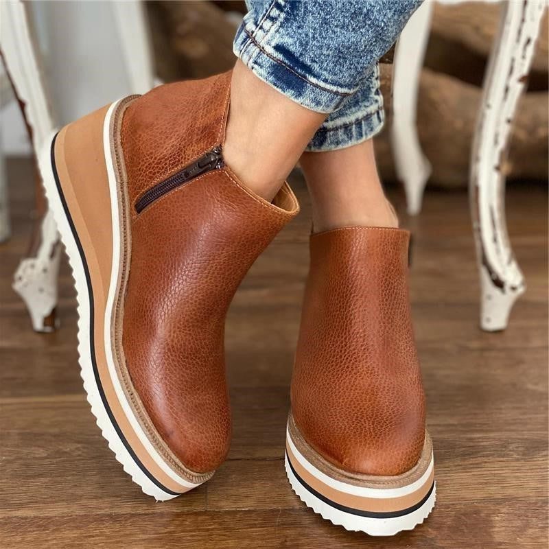 Damen Chelsea Stiefeletten mit Plateau - Dunkelbraun
