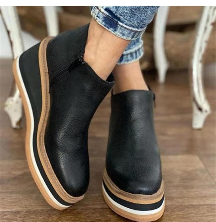 Damen Chelsea Stiefeletten mit Plateau - Schwarz