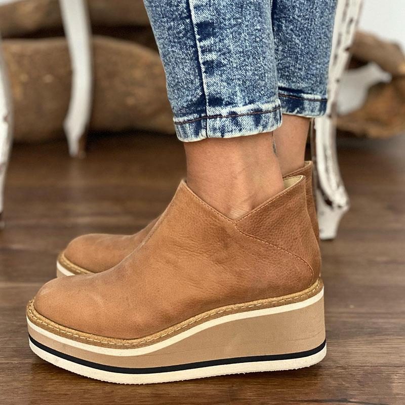 Damen Chelsea Stiefeletten mit Plateau - Braun