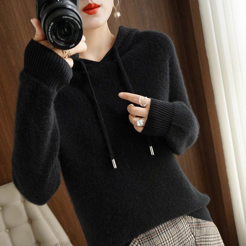 Damen Kapuzenpullover mit Gerippter Strick