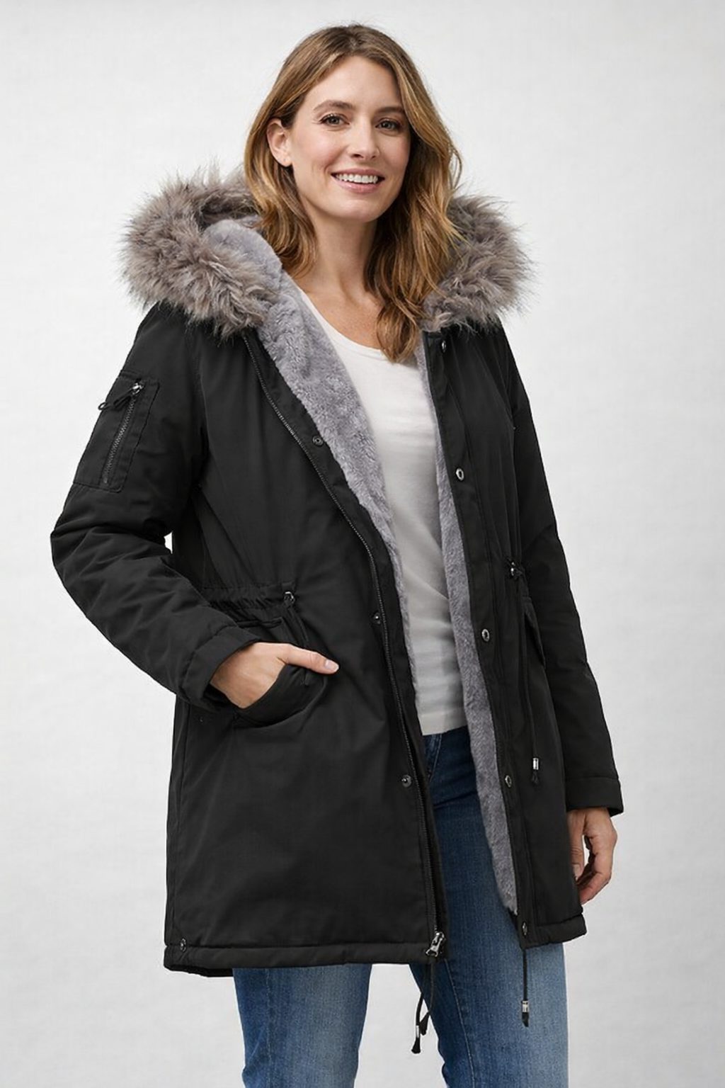 Damen Parka mit Fellkapuze und Fleecefutter - View 2