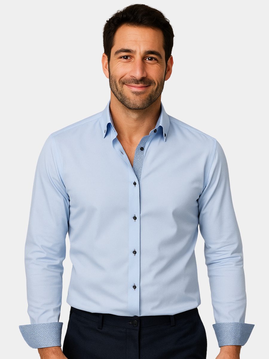 Herren Langarmhemd mit Kontrastdetails