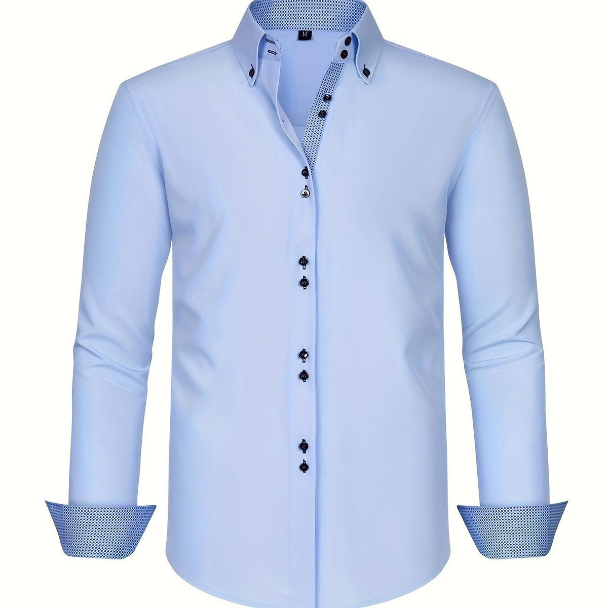 Herren Langarmhemd mit Kontrastdetails - Bleu clair