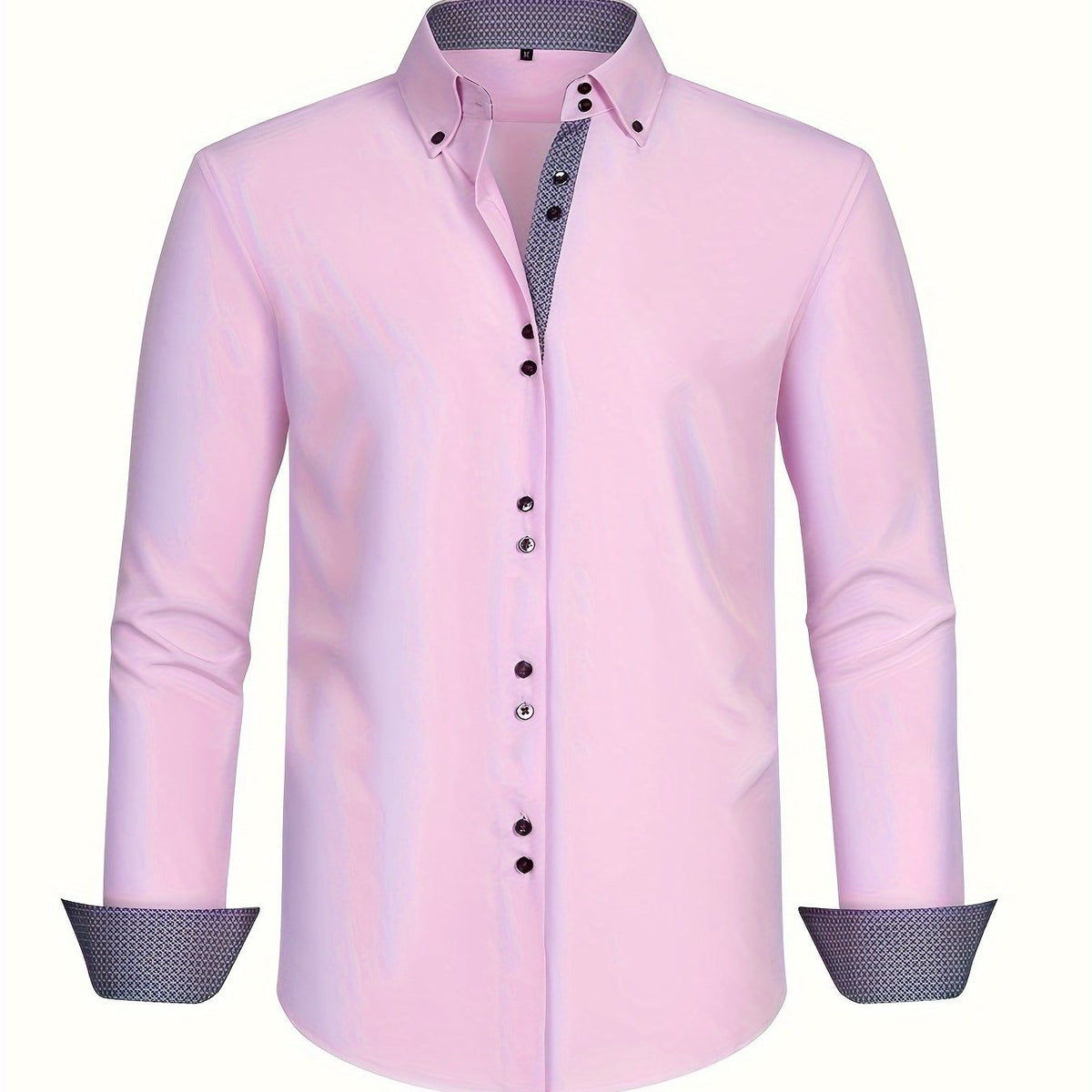 Herren Langarmhemd mit Kontrastdetails - Rose