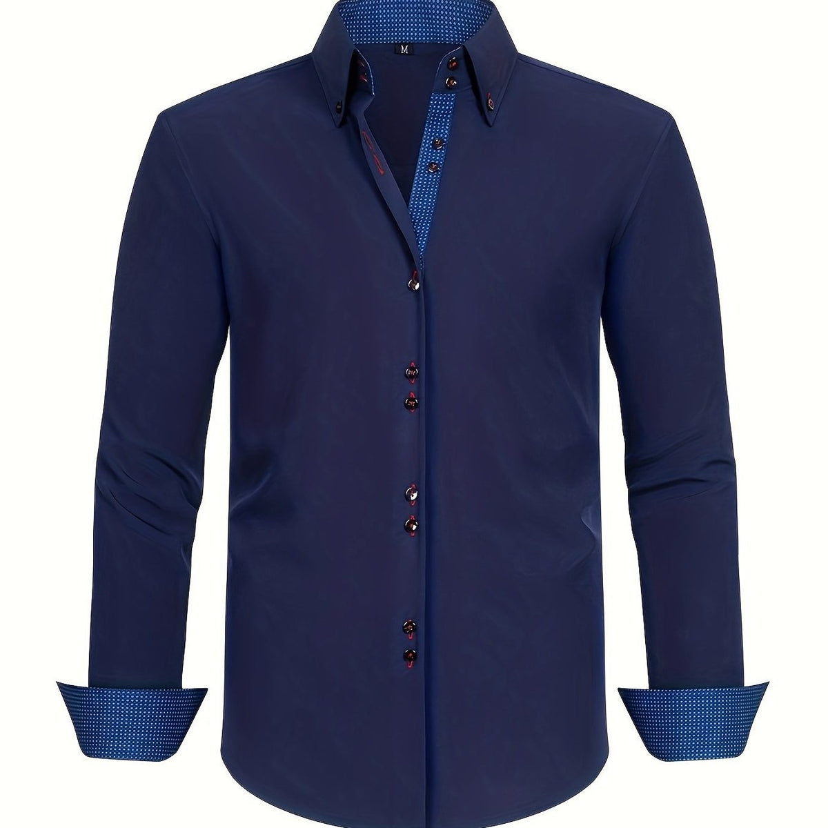 Herren Langarmhemd mit Kontrastdetails - Bleu marine