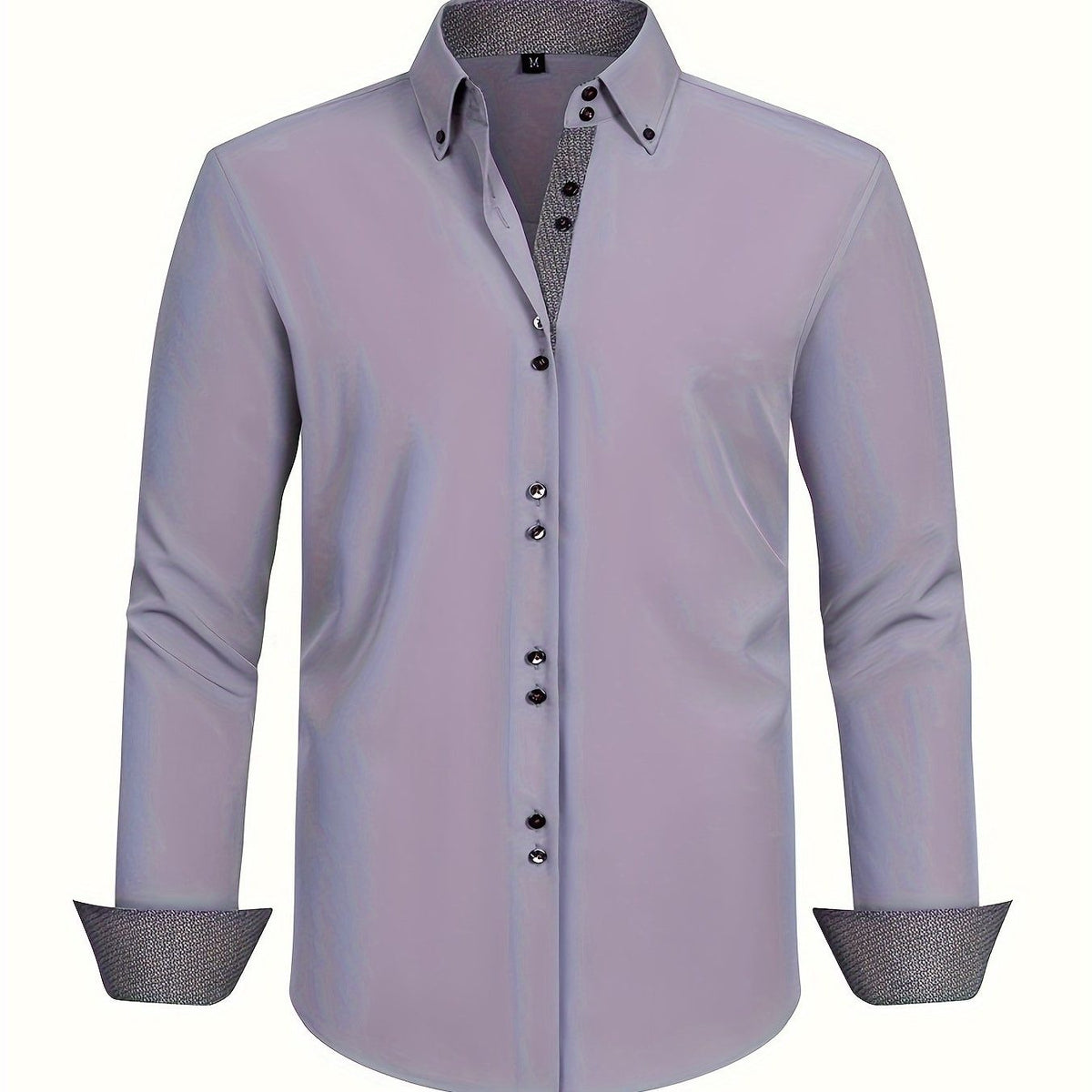 Herren Langarmhemd mit Kontrastdetails - Gris
