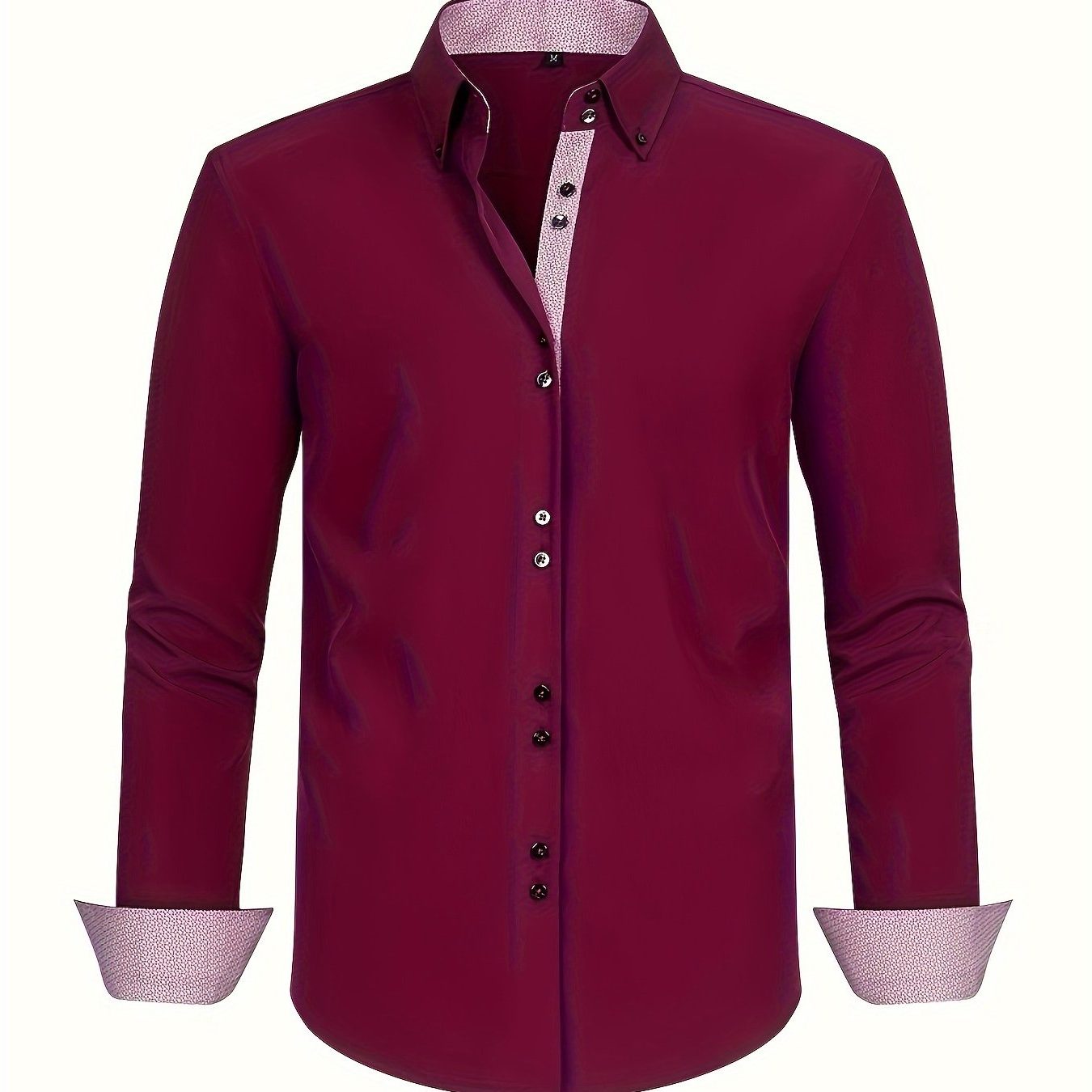 Herren Langarmhemd mit Kontrastdetails - Bordeaux