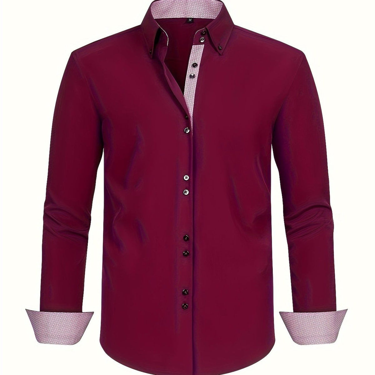 Herren Langarmhemd mit Kontrastdetails - Bordeaux