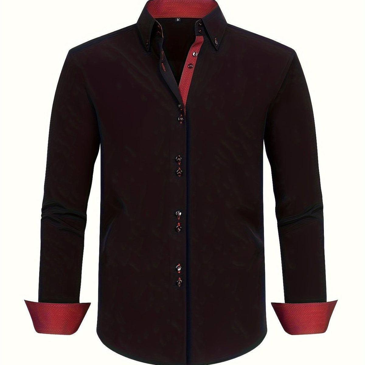 Herren Langarmhemd mit Kontrastdetails - Noir