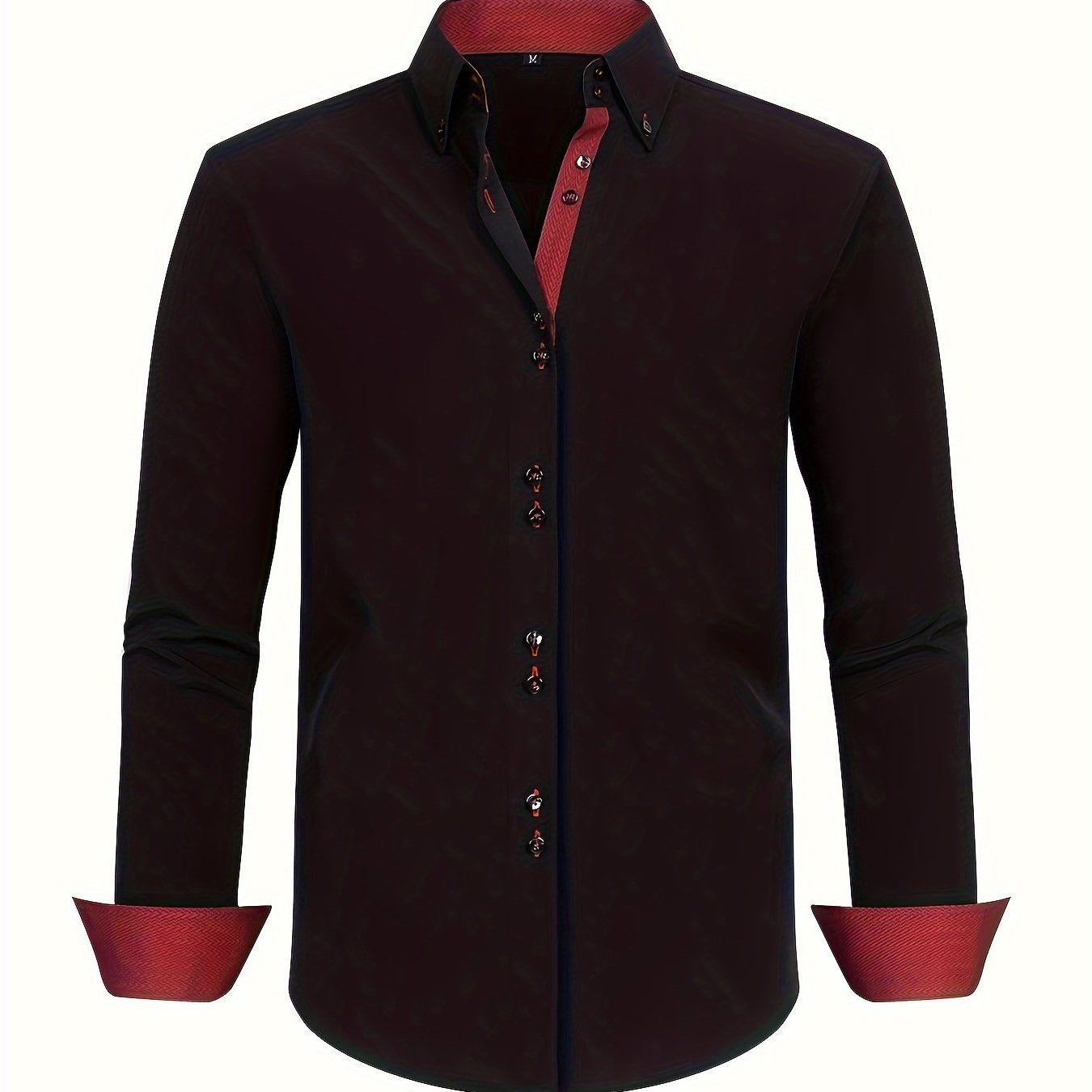 Herren Langarmhemd mit Kontrastdetails - Noir