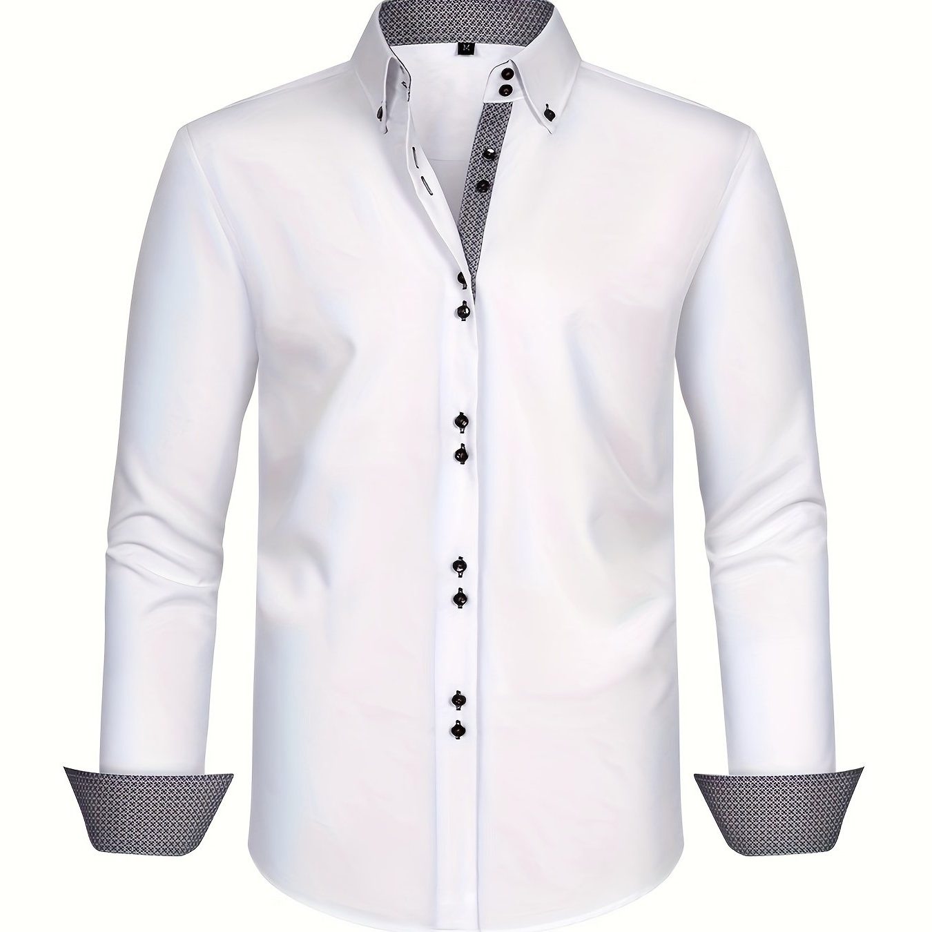 Herren Langarmhemd mit Kontrastdetails - Blanc