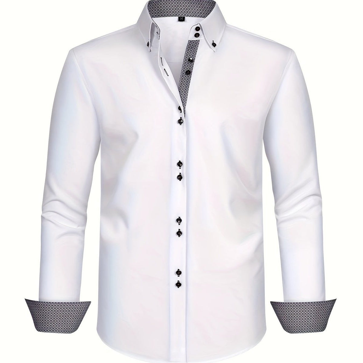 Herren Langarmhemd mit Kontrastdetails - Blanc