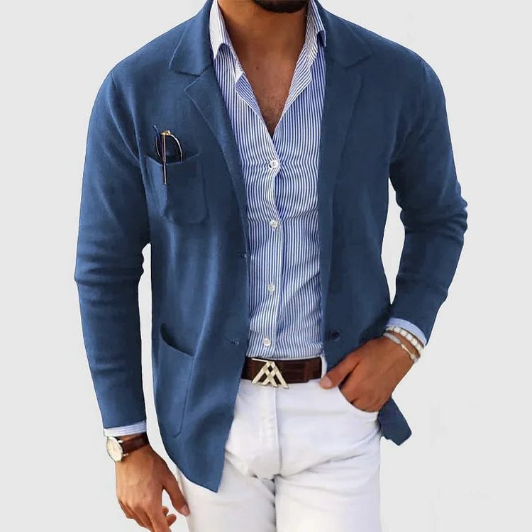 Baumwoll-Blazer mit Reverskragen und Fronttaschen für Herren