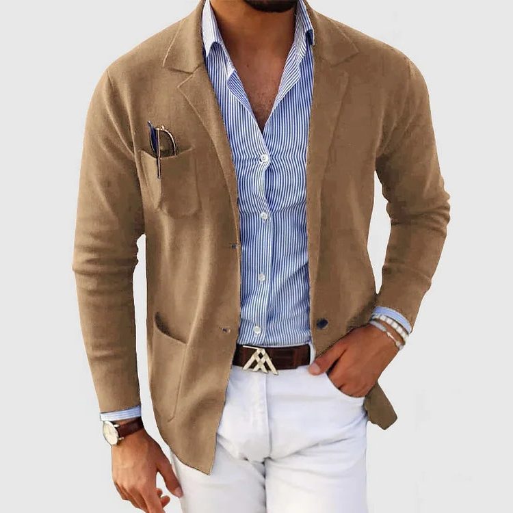Baumwoll-Blazer mit Reverskragen und Fronttaschen für Herren