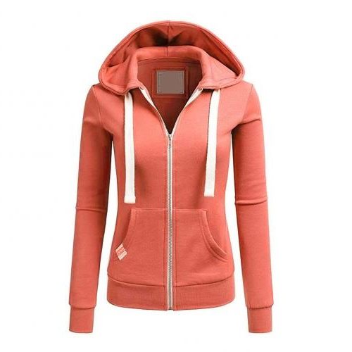 Damen Fleece-Kapuzenpullover mit Reissverschluss - Orange