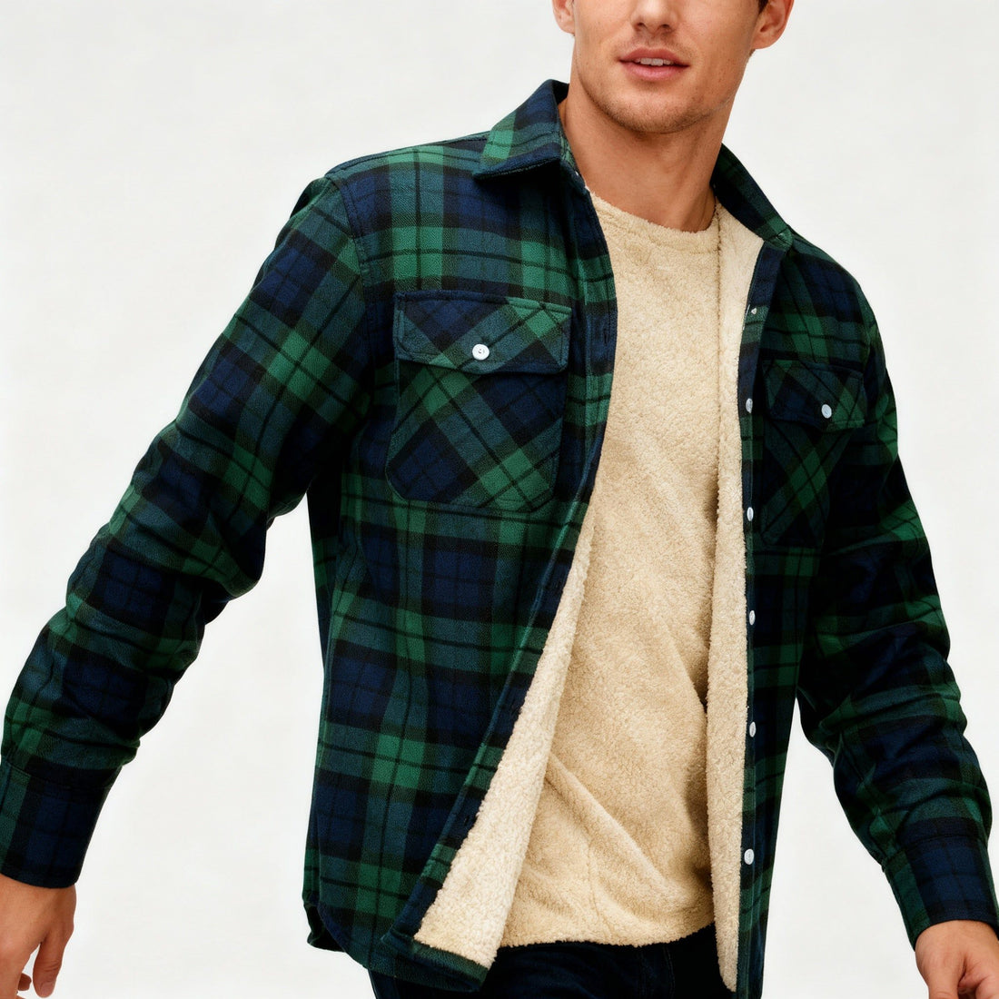 Herren Karierte Flanelljacke mit Fleecefutter