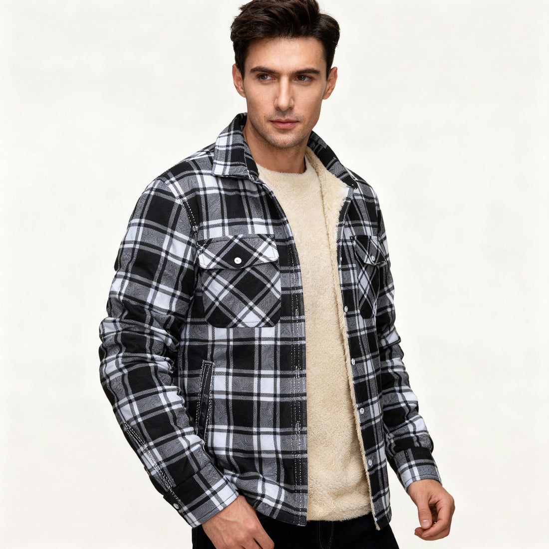 Herren Karierte Flanelljacke mit Fleecefutter