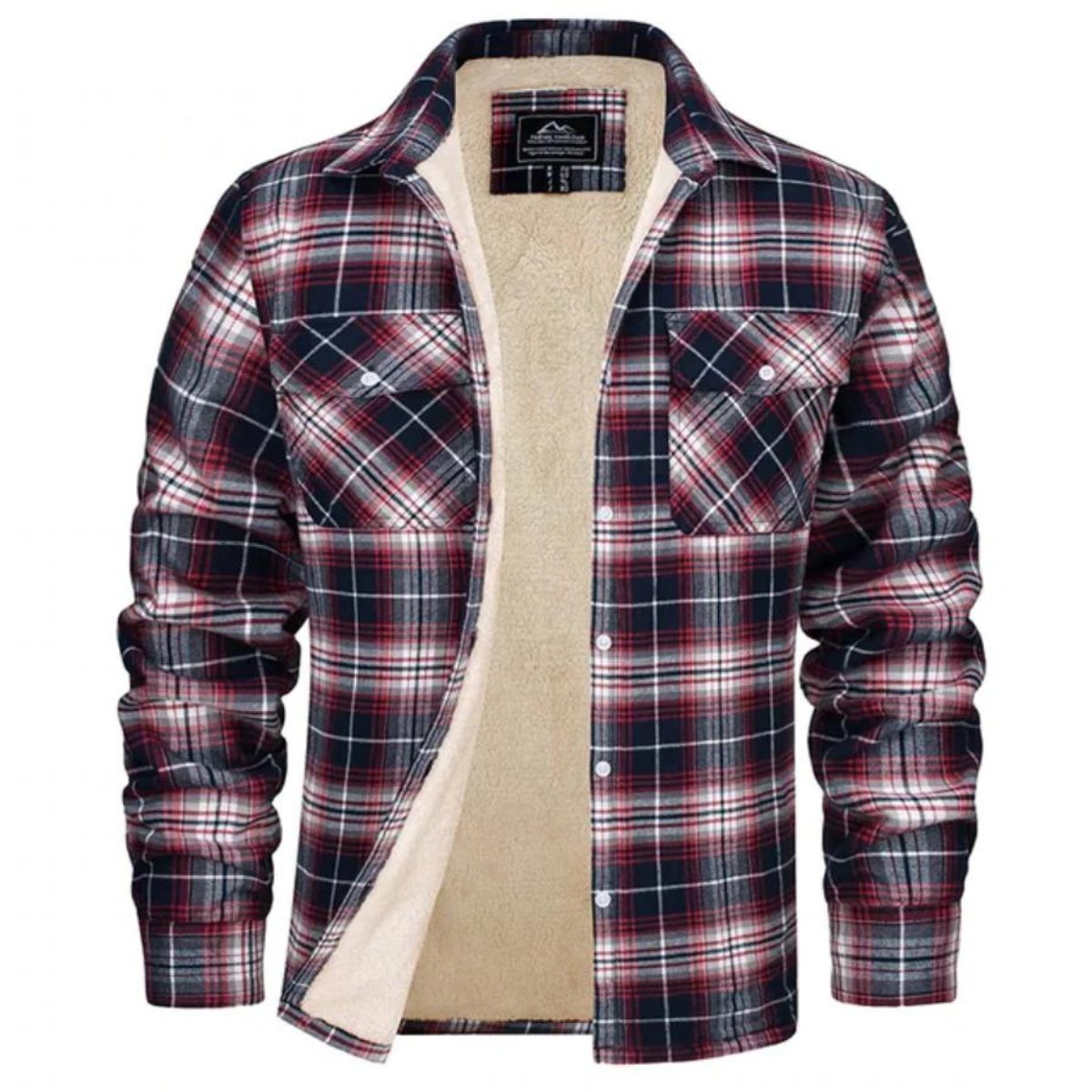 Herren Karierte Flanelljacke mit Fleecefutter - Rot