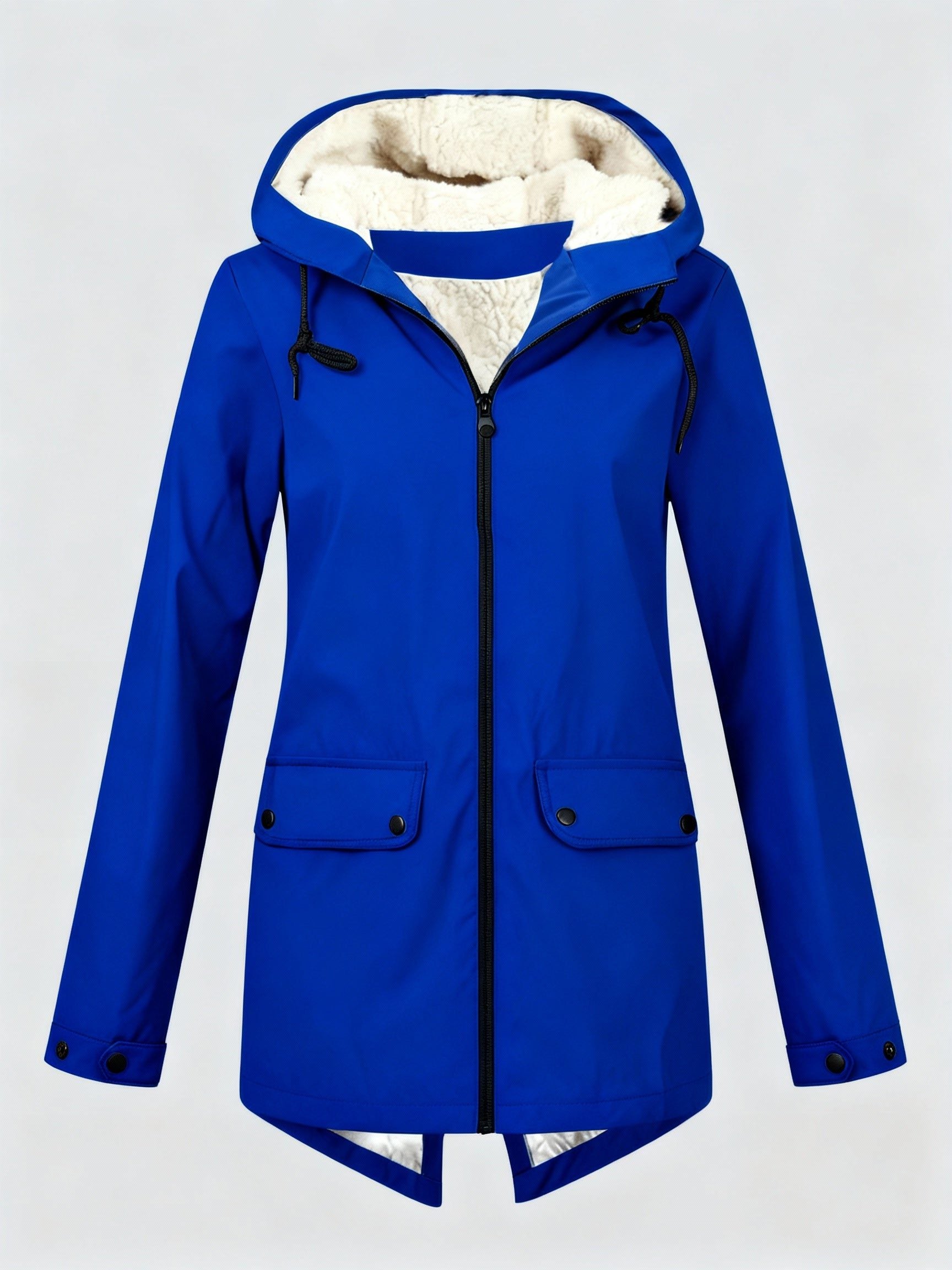 Damen Fleece-gefütterte Jacke mit Kapuze und Reissverschluss - Blau