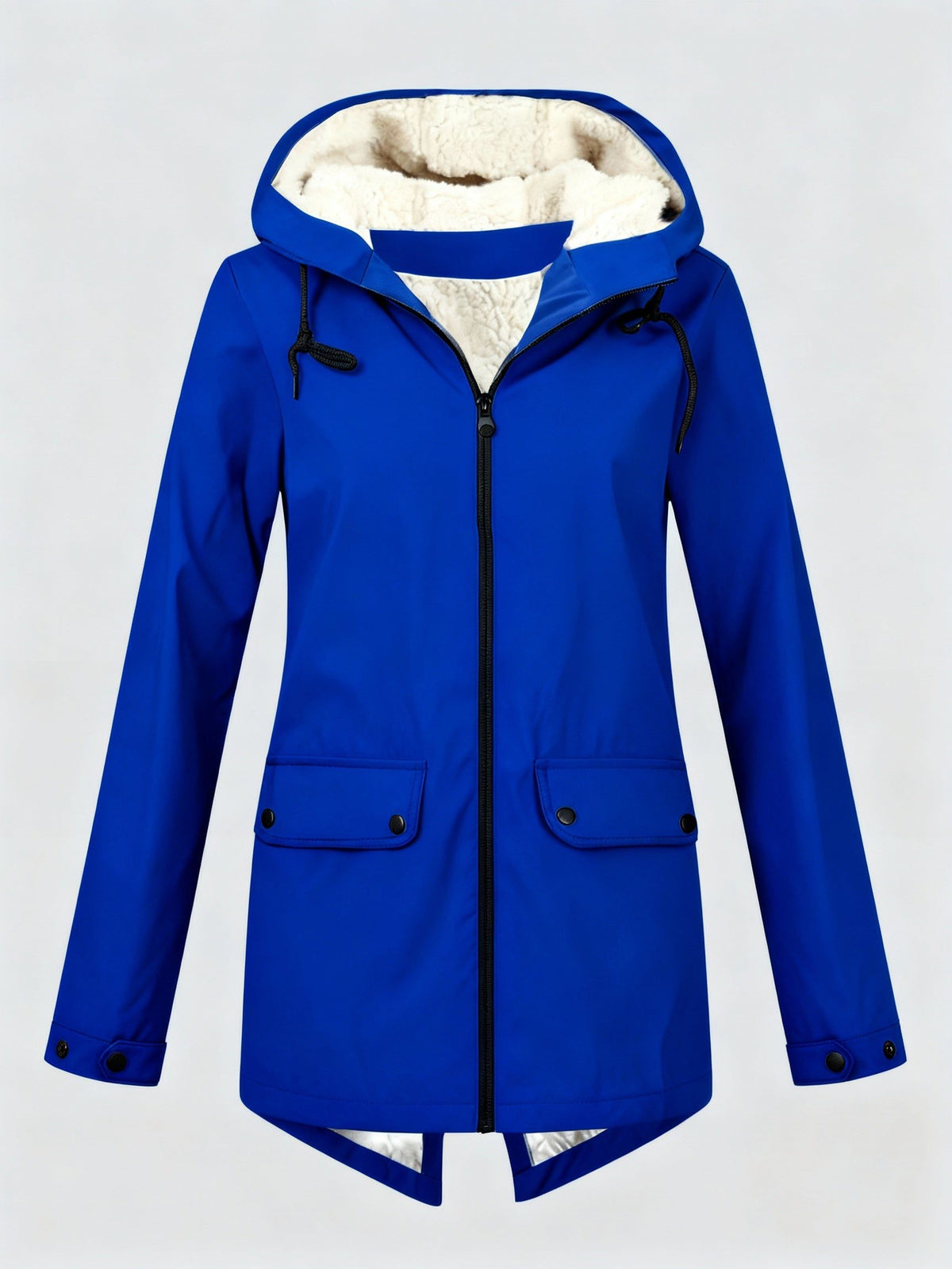 Damen Fleece-gefütterte Jacke mit Kapuze und Reissverschluss - Blau