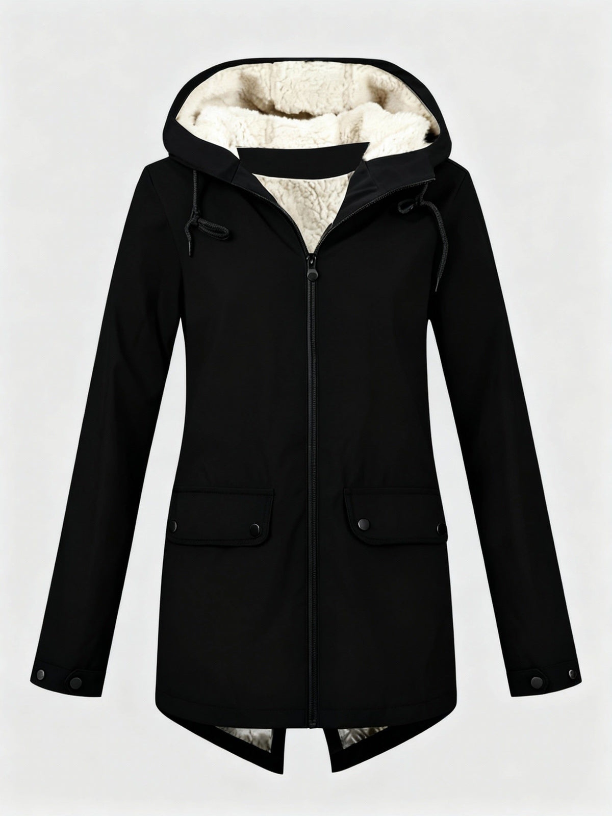 Damen Fleece-gefütterte Jacke mit Kapuze und Reissverschluss - View 3