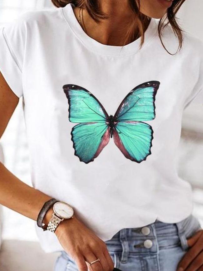 Damen T-Shirt mit Herzenmotiv Rundhals
