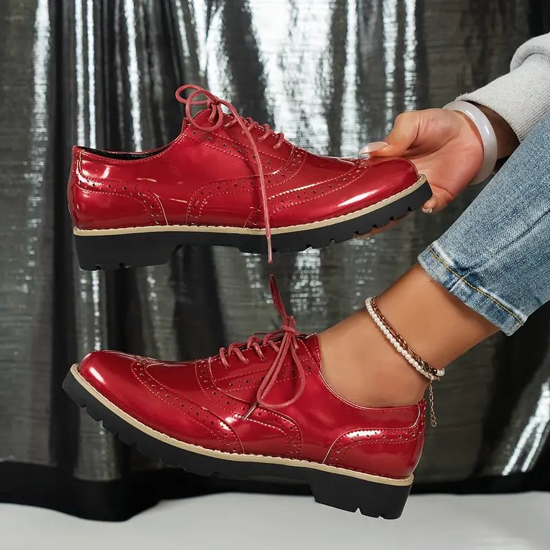 Damen Oxford-Schuhe mit Blockabsatz und Spitzer Zehenpartie - View 3
