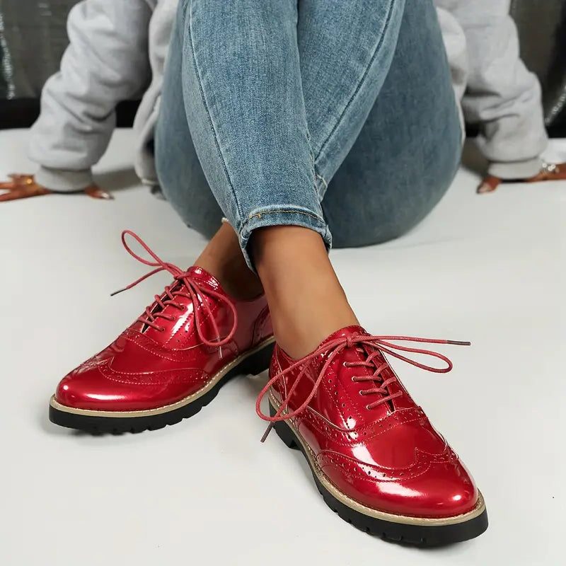 Damen Oxford-Schuhe mit Blockabsatz und Spitzer Zehenpartie - View 4