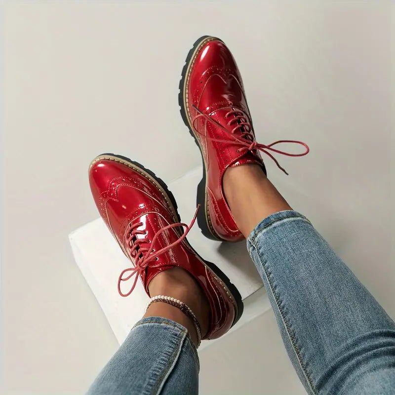 Damen Oxford-Schuhe mit Blockabsatz und Spitzer Zehenpartie - View 5
