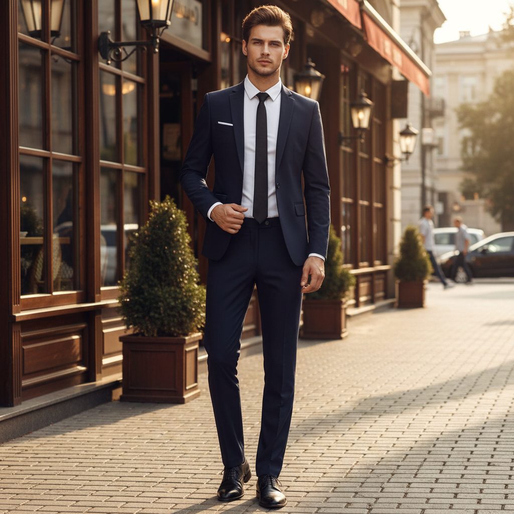 Herren Slim Fit Business Anzug Zweiteiliger