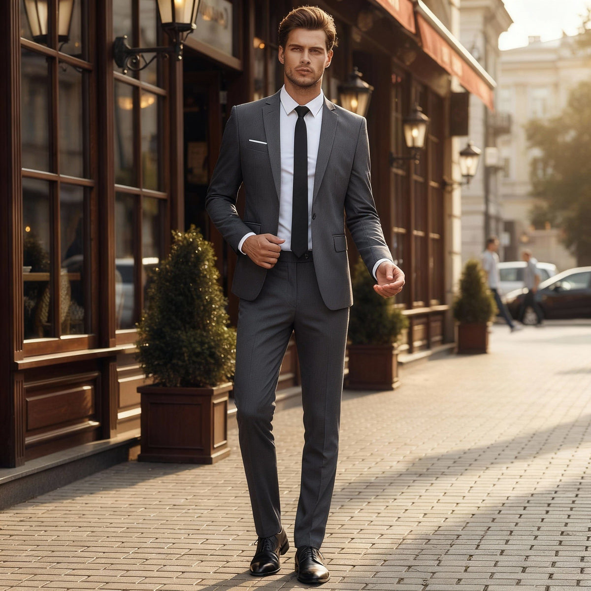 Herren Slim Fit Business Anzug Zweiteiliger - View 4