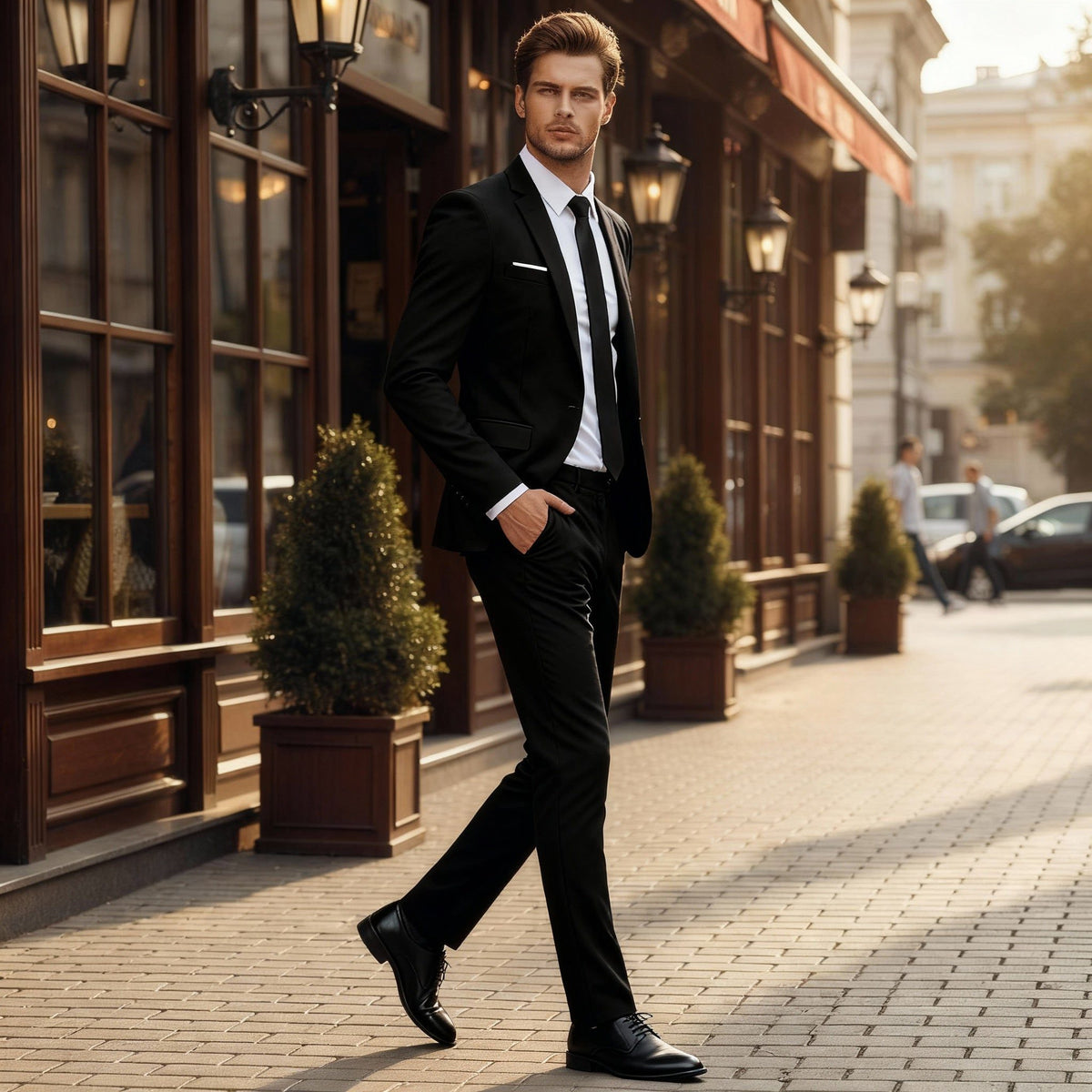 Herren Slim Fit Business Anzug Zweiteiliger - View 5