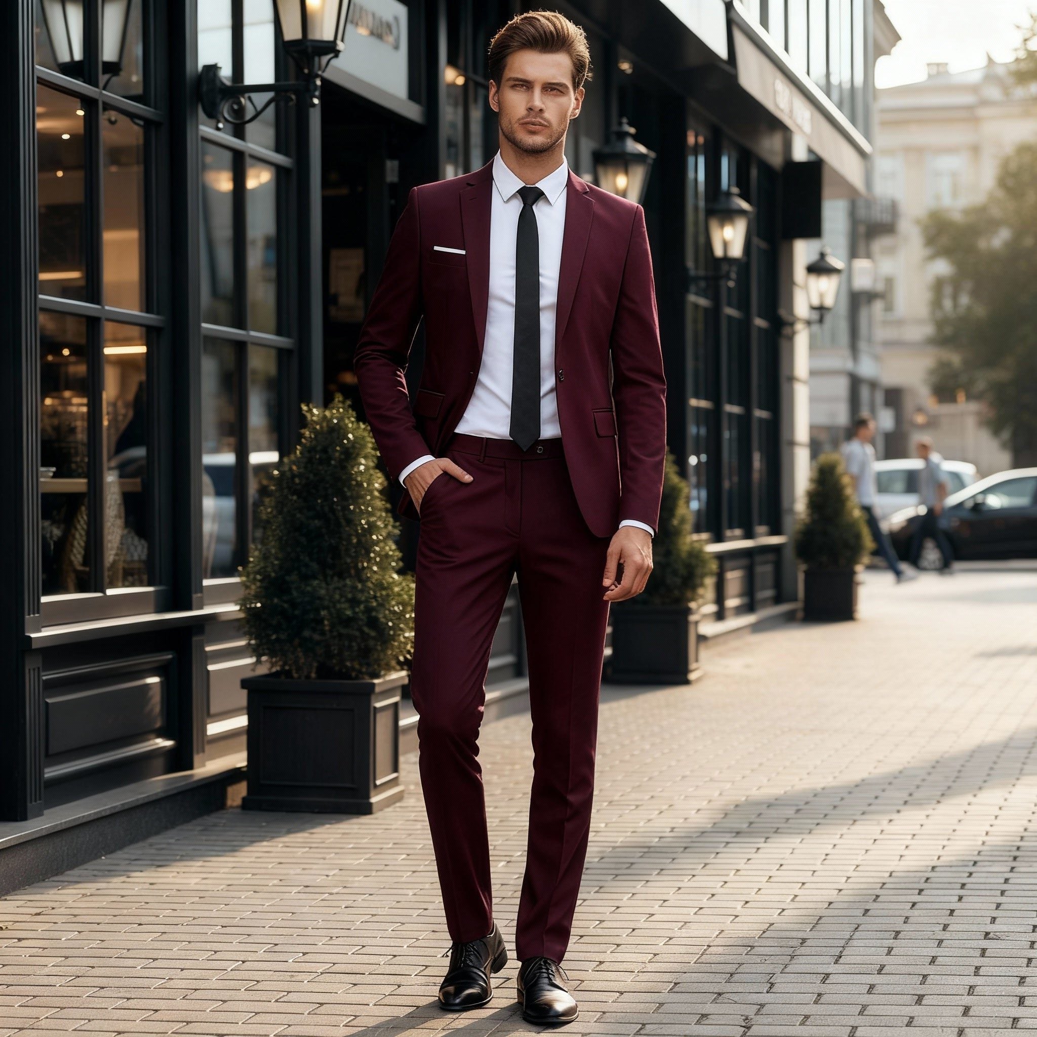 Herren Slim Fit Business Anzug Zweiteiliger - View 6